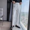 Мужской костюм Брюки Формальный деловой стиль Прямые брюки Slim Fit Сплошной цвет Мягкая высокая талия Винтажные карманы Мягкие дышащие мужские офисные брюки