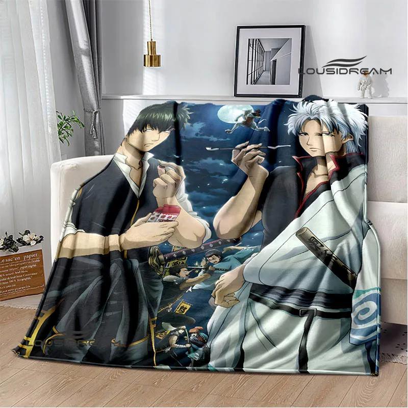 GINTAMA Мультяшные принтованные одеяла Плед для пикника Теплые фланелевые одеяла Постельное белье для дома Одеяла для кроватей Подарок на день рождения