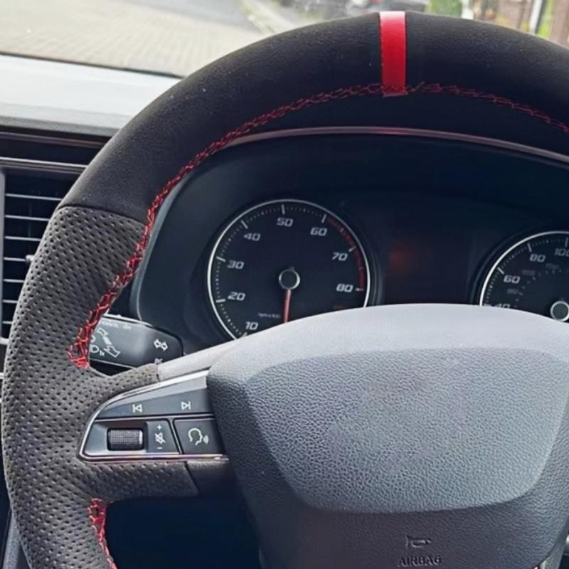 Hand Stitched Suede Leather Steering Wheel Cover For Seat Leon Cupra R Leon ST Cupra Leon ST Cupra Ateca Cupra Ateca FR