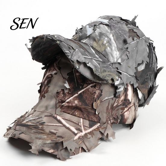 Concealment Cap for Hunting 3D Leafy Camouflage Cap, Tactical Hat, Adjustable Jungle Cotton Camo Peaked Men, Turkey Hunting, Training Head Size