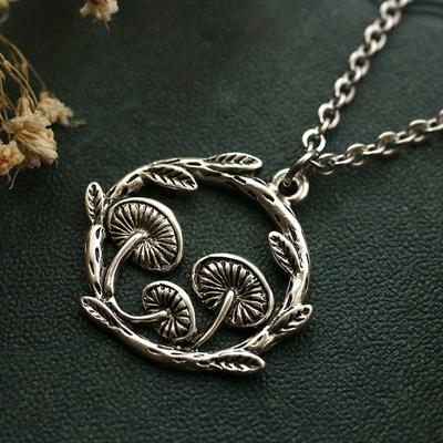 Креативное посеребренное ожерелье с грибами и луной, круглая подвеска, свитер, цепочка, подарок