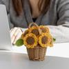 Creative Knitted Sunflowers Hand-knitted Flower Woven Rattan Potted Wedding Ornament Office Desktop Decor Graduation Flower