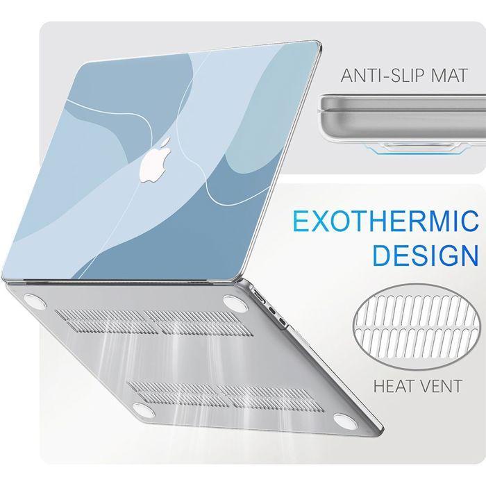 Coque de protection pour MacBook - BOOLING - M4 - Ultra Slim - Motif Bleu Pastel
