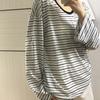 Spring and Autumn New Yarn Snowflake Stripe Korean Slack Lazy Stripe Sunscreen T-Shirt Women's Long Sleeve Air Conditioning Blouse