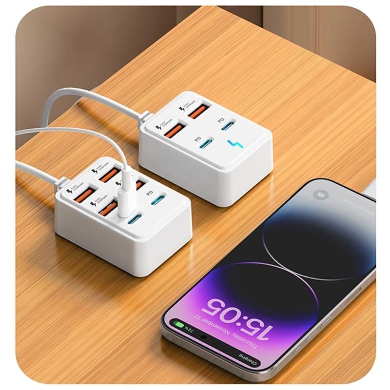 Разветвитель USB-зарядки на 4/6 портов с передачей данных и Power Delivery для телефонов, планшетов, ноутбуков