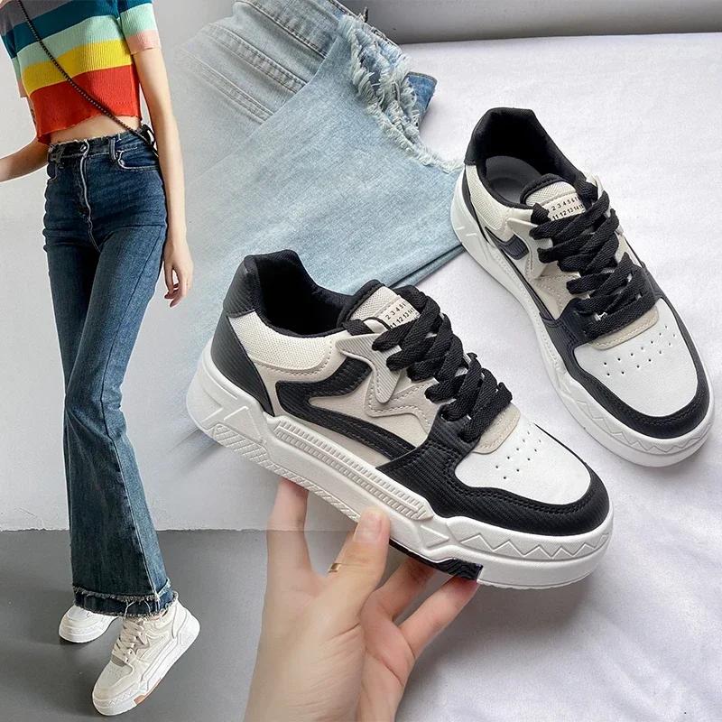 Campus Sports style black Beige массивные кроссовки для девочек на каждый день модные дышащие удобные кожаные женские кроссовки на платформе