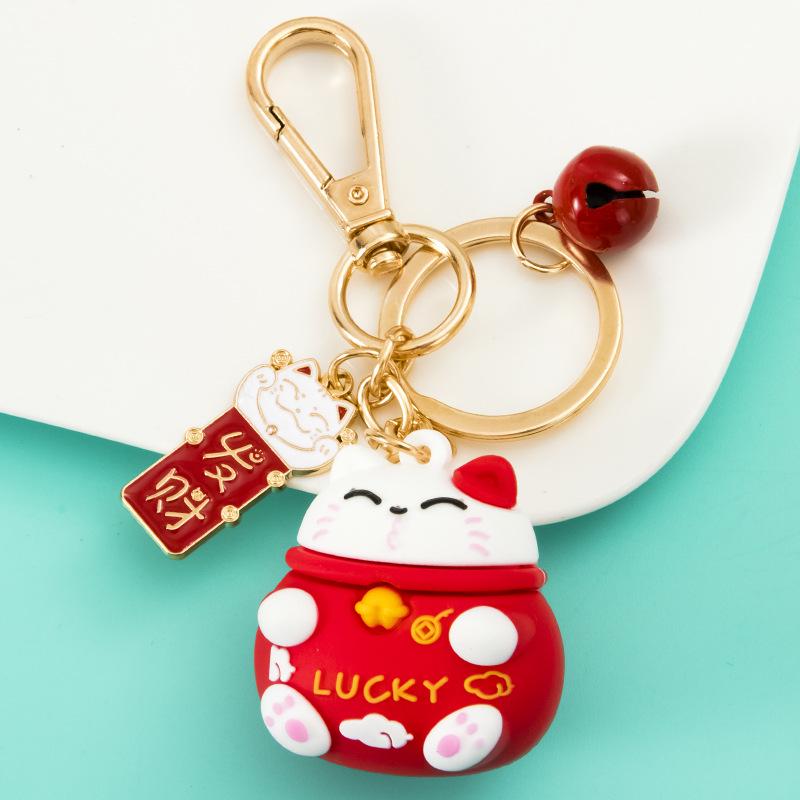 Корейский милый брелок для ключей Lucky Cat: Очаровательная подвеска для пар, сумок и автомобилей