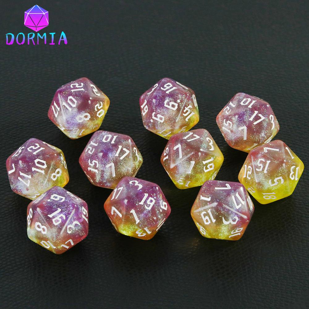 20-гранные разноцветные многогранные игральные кости D20, удивительные блестящие игральные кости для ролевых игр, DND, обучение математике, настольные игры