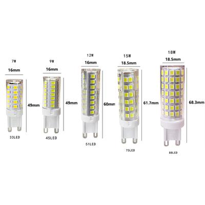 10/20 шт. 7 Вт 9 Вт 12 Вт 15 Вт 18 Вт Светодиодная лампа G9 220 В 2835SMD Кукурузные лампы 3000K 4500K 6500K Белая лампа для домашнего освещения