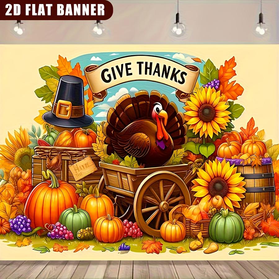 2D plane 1 2D banner Happy and colorful autumn harvest design theme Thanksgiving banner poster.PMJ