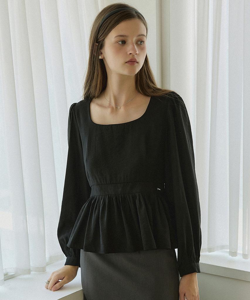 ADAUL Square Neck Line Ad Charm Blouse - Black