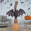 Сделанная вручную скульптура-лампа-украшение в виде летучей мыши с метлой для дома