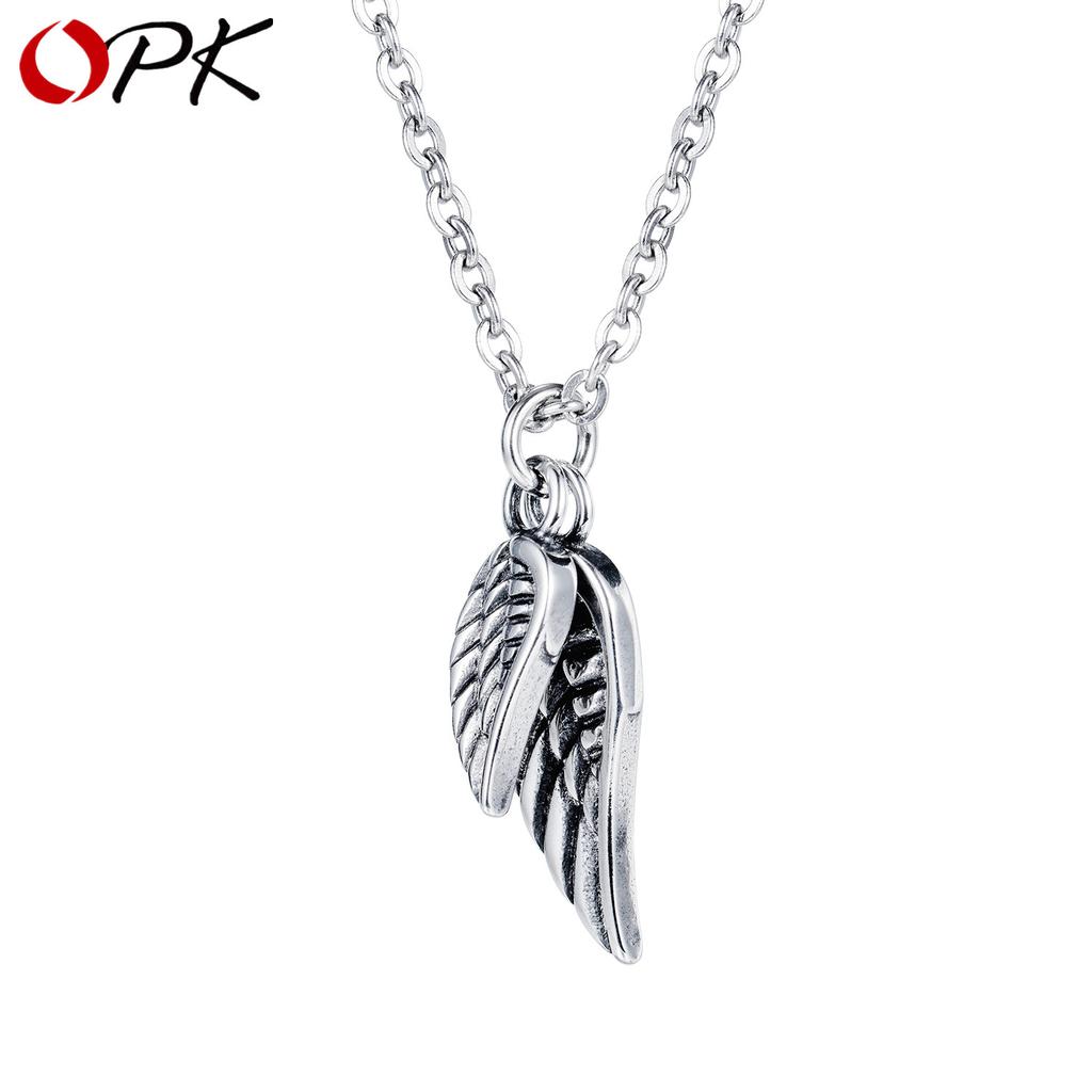 OPK Мужское ожерелье с перьями, подвеска в виде крыла ангела из титановой стали