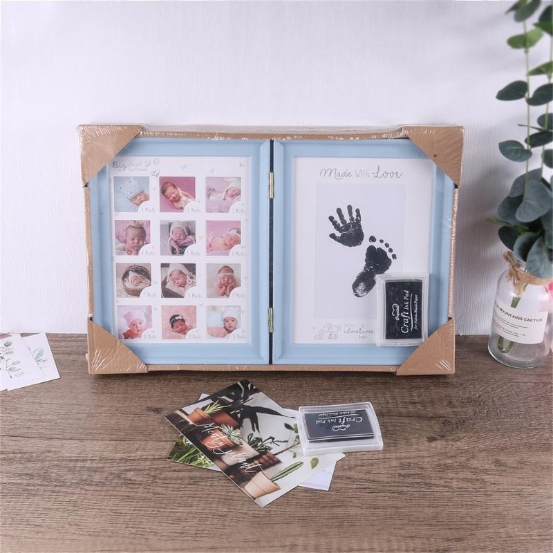 Foldable Picture Frame for Newborn Photo Frame Nursery Table Display Footprint Handprint Keepsake Frame House Decoration