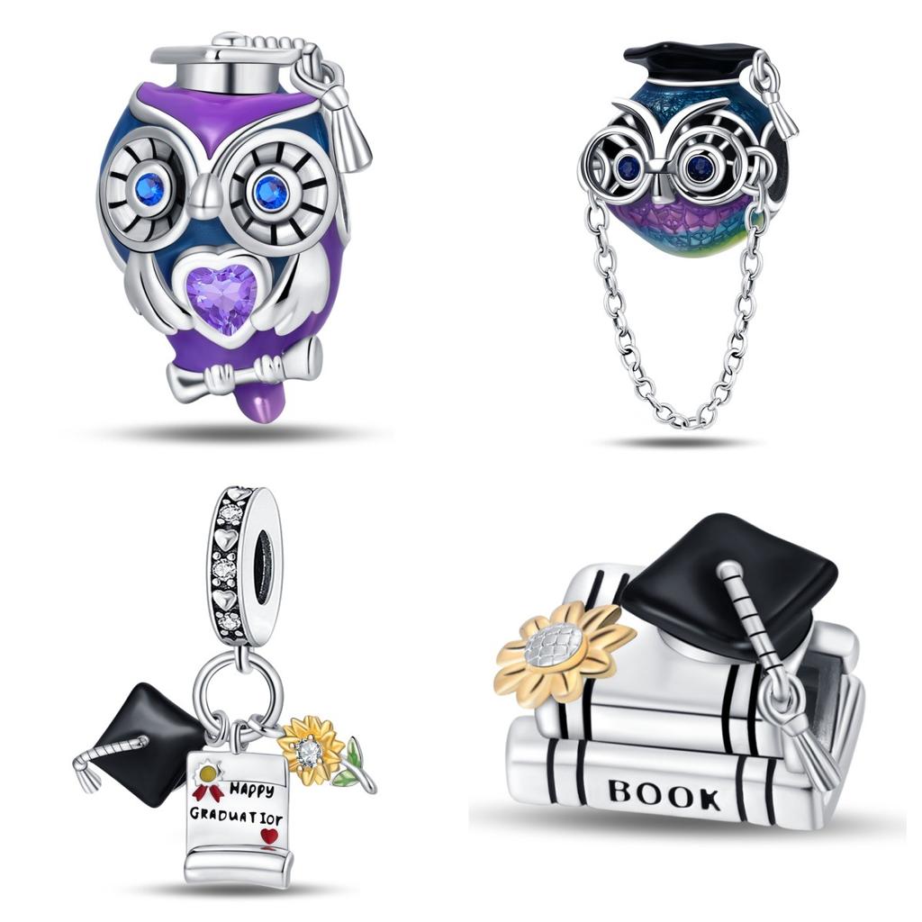 DIY Jewelry Accessories Graduation Owl Mortar Board Hat Pendant Charm