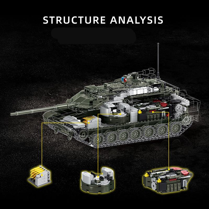 Военный MOC 1/28 2306 деталей Leopard 2A8 Армейский основной боевой танк Строительные блоки Кирпичики Современный набор танков Игрушки Для Детей Мальчиков Подарки