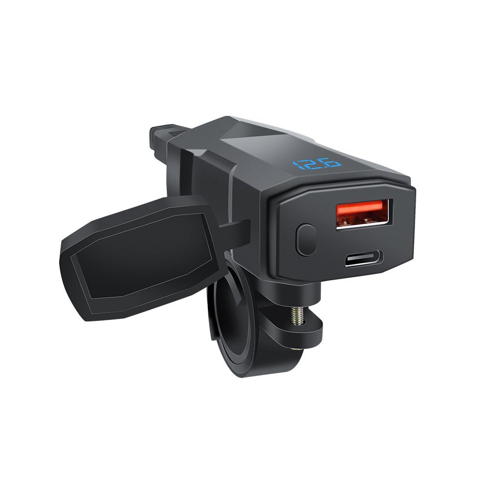 USB-C Зарядное устройство для мотоцикла 100 Вт Сверхбыстрая Аварийная Двусторонняя Зарядка Зарядное устройство для аккумулятора мотоцикла и Вольтметр 2 способа установки