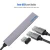 Алюминиево-магниевый сплав Тип C к USB2.0 4-портовый адаптер-концентратор Поддержка функции OTG(Серый)