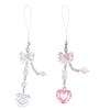 Sweet Bowknot Heart Bead Pendant Phone Straps Lanyard Pocket Keychain Strap