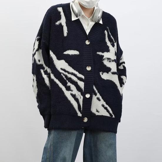 Мужской кардиган, свитер в стиле ретро, американский стиль, V-образный вырез, свободный однобортный, контрастного цвета, вязаный свитер, пальто, уличная куртка в стиле хип-хоп