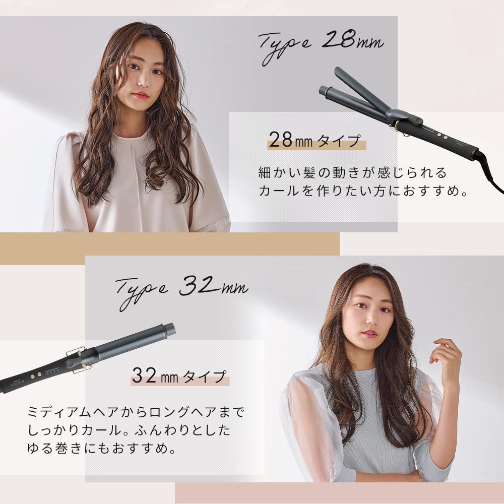 Щипцы для завивки Iris Ohyama MiCOLA, диаметр трубки 28 мм, совместимые с регулируемой температурой для зарубежных стран, HIR-MC201-H, темно-серый