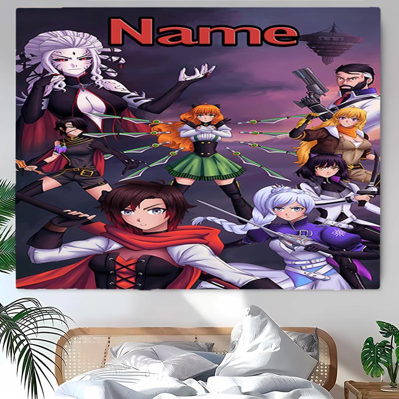 Personalized RWBY Volume Background Tapestry,Custom Name Birthday Party,Multifunctional Wall Decoration for Home Decor,Various Occasions