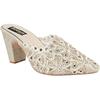 Женские золотые mules Shoetopia с вышивкой и блочным каблуком, этнические сандалии-слипоны с блестящей отделкой и ажурными деталями
