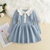 Winter Girls Knitting Wool Long Sleeve Dress Autumn Girls Baby Ruffle Knitted Princess Sweater Dress Casual Clothes