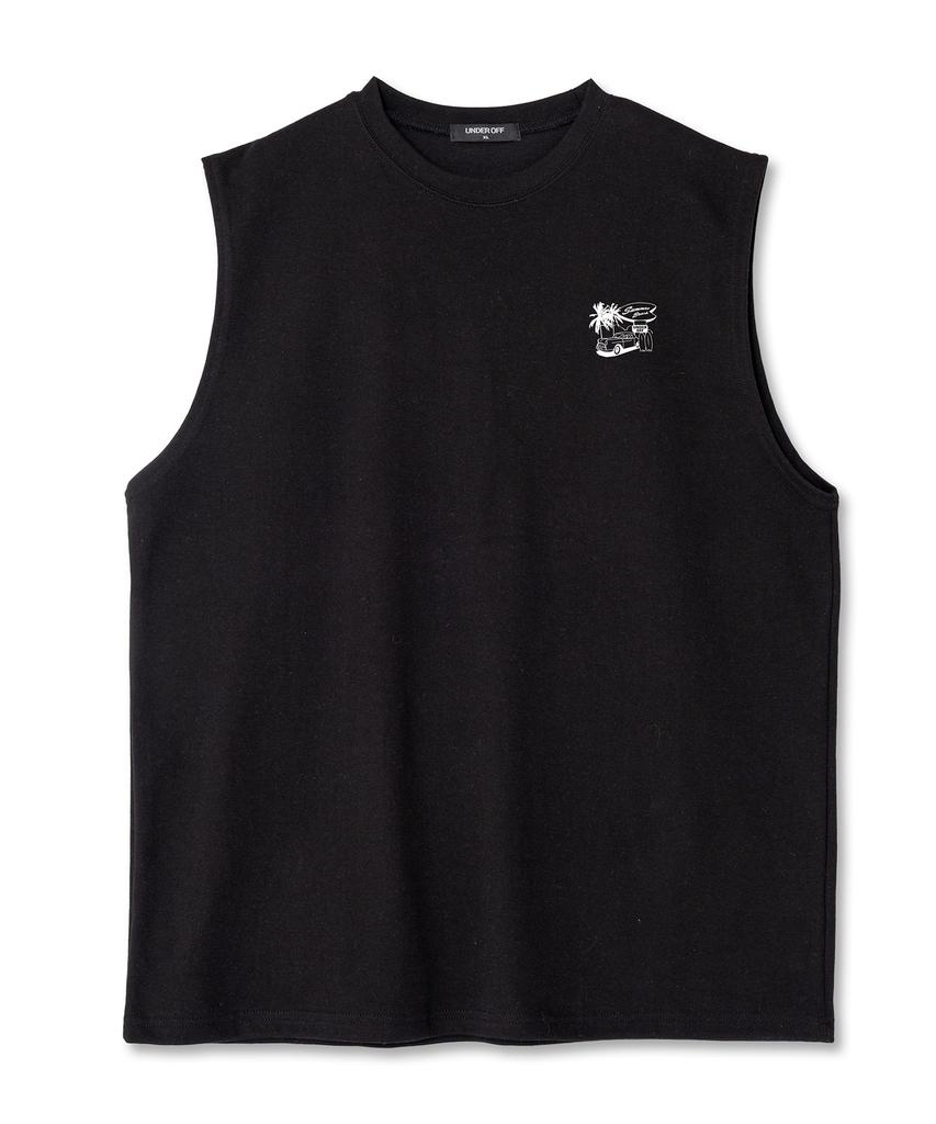 UNDEROFF Oversized Crew Neck Sleeveless Summer Beach T-Shirt White Black