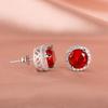 POMOiii Классические серьги с гранатом и цирконием, круглые 6*6 мм, свадебные ювелирные изделия, подарочные аксессуары для женщин