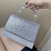 Сумка Модная сумка для ужина Простая женская блестящая сумка Портативная маленькая квадратная сумка с жемчужными бусинами Знаменитость Банкетное платье