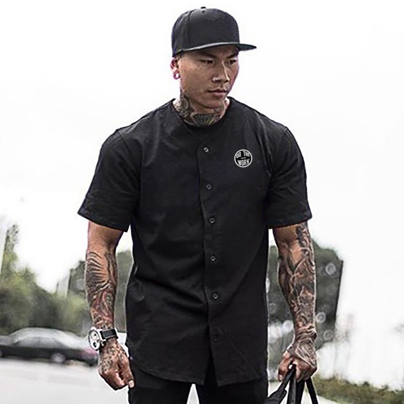 Muscleguys Мужская футболка-кардиган большого размера, однотонная спортивная одежда, свободная спортивная футболка для бодибилдинга и фитнеса, уличная футболка в стиле хип-хоп