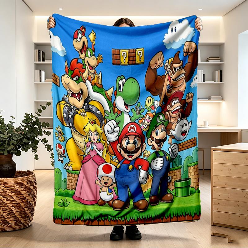 Super Mario Print Blanket - Soft & Comfortable, for Bedroom, Travel, Sofa, Home Decoration - Birthday Christmas Gift for Friend