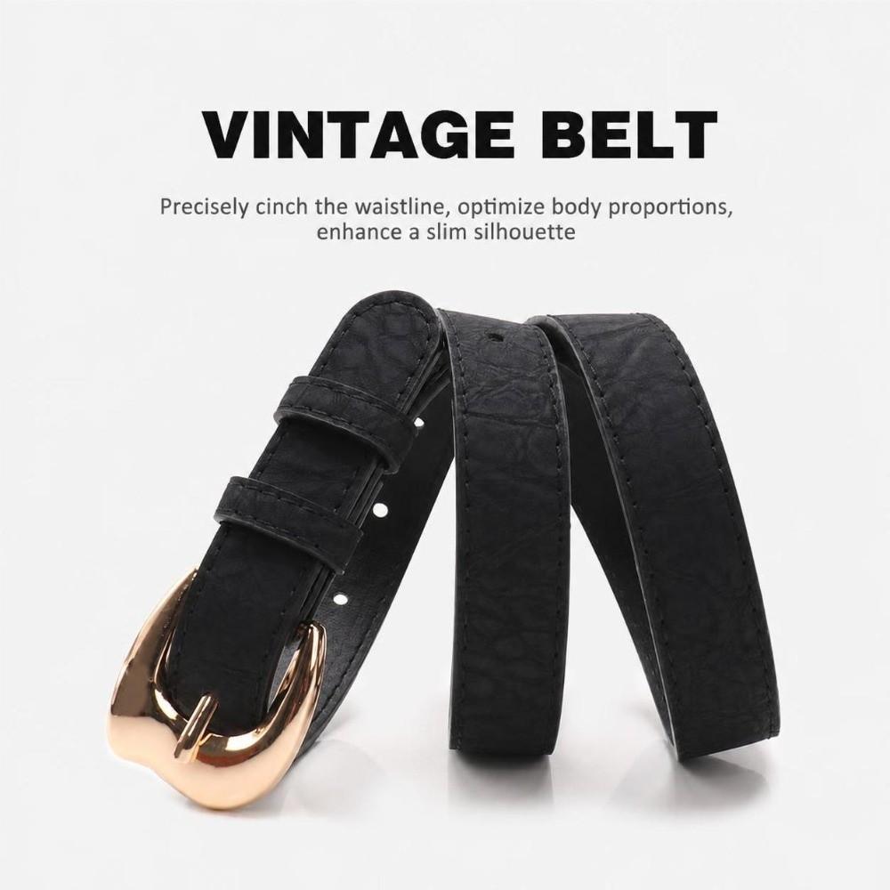 Pin Buckle Closure PU Leather Belt Gold Alloy Buckle Fashion Ladies Belt For Women