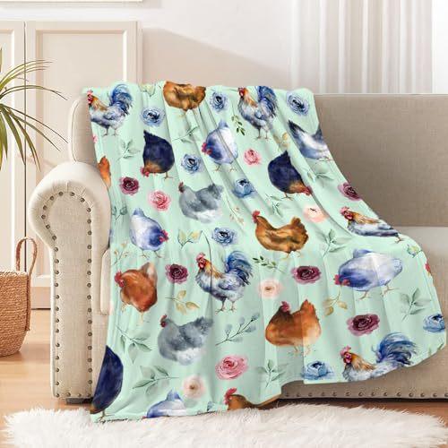 Cute Chicken Print Super Soft Flannel Blanket Bedding Decorative Blanket Living Room Lunch Break Blanket