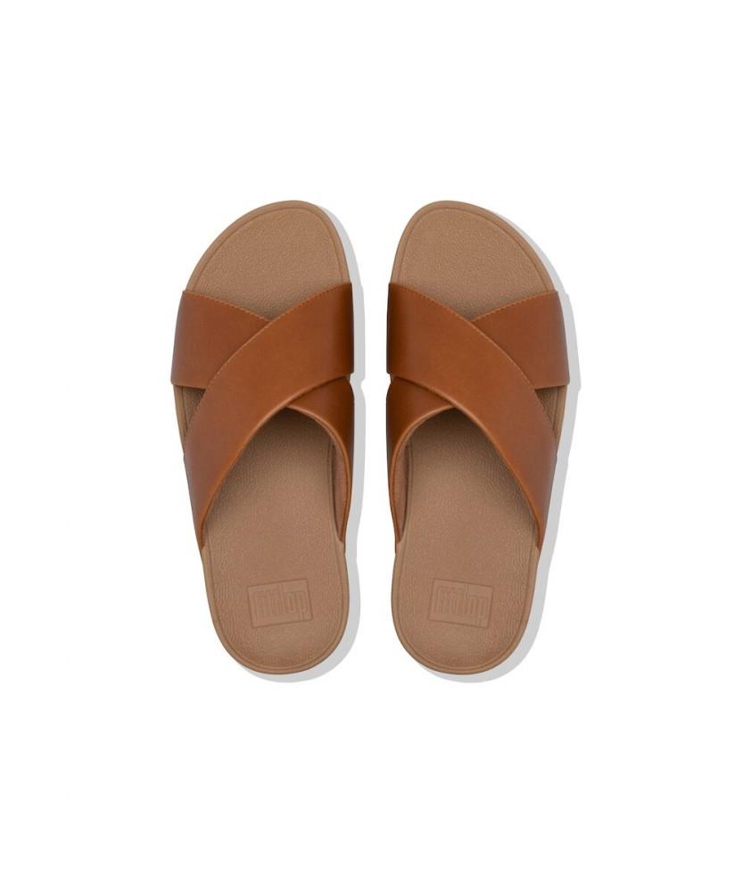 Fitflop [Fitflop][Официальный магазин Samsung C&T] Женские кожаные сандалии-шлепанцы Lulu Cross Slide Светло-загар (Ft64K2D16A)