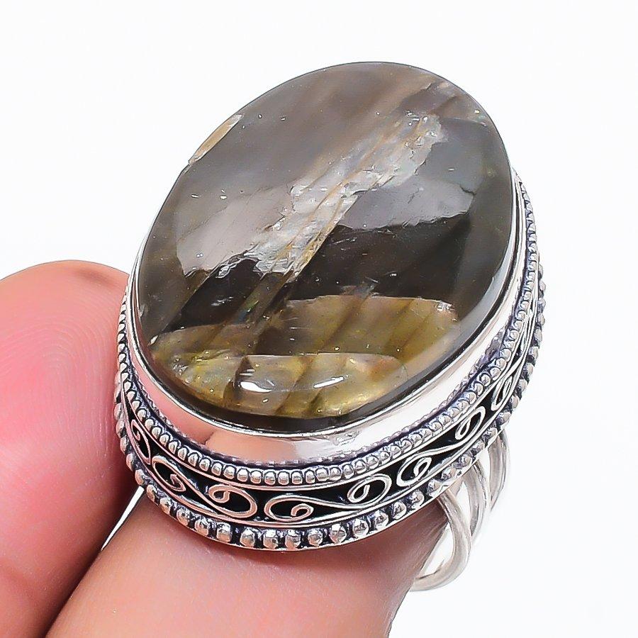 Labradorite Gemstone 925 Sterling Silver Jewelry Ring Size 8