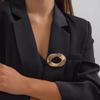 1pc Fashionable Minimalist Irregular Hollow O-Shaped Brooch, Vintage Minimalist Elegant Style Jewelry Accessory For Suits And Dresses