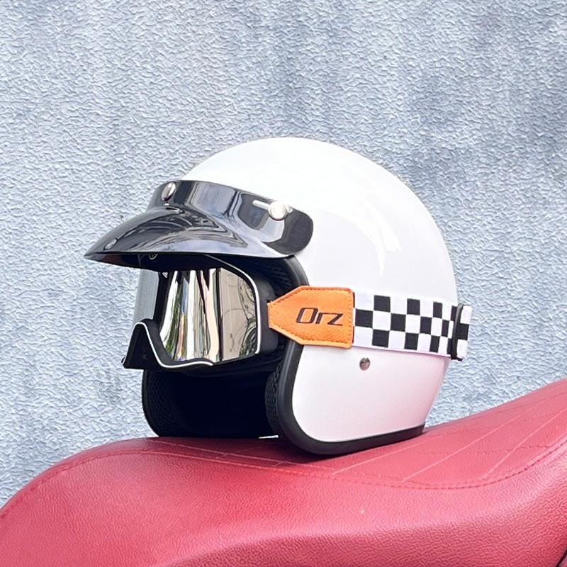 Vintage Style 3/4 Open Face Motorcycle Helmet With Visor ABS Certified Men Women All Season Use