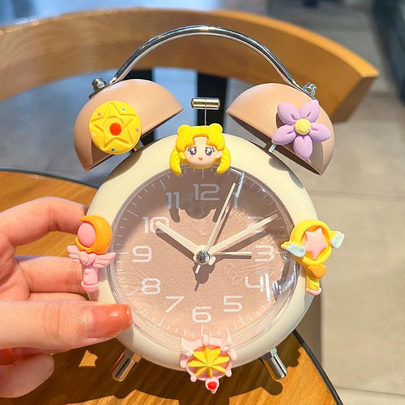 Children's handmade DIY patch alarm clock, retro double bell bell design, silent pointer desktop student clock