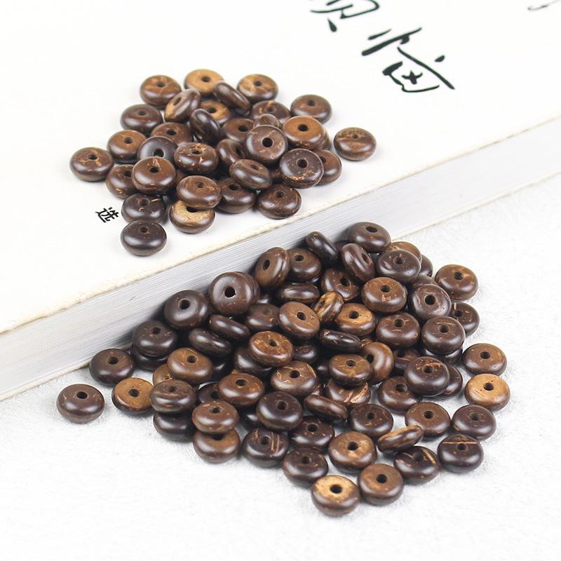 Хайаньские диски-спейсеры из кокосовой скорлупы 2*12 мм для изготовления своими руками тибетских буддийских четок-браслетов