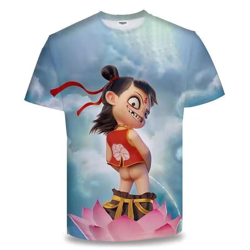 Футболка для мужчин и женщин, детская, Nezha's Demon, детские, мужские и женские футболки с изображением моря, летние футболки с 3D-печатью, короткий рукав, мужская одежда