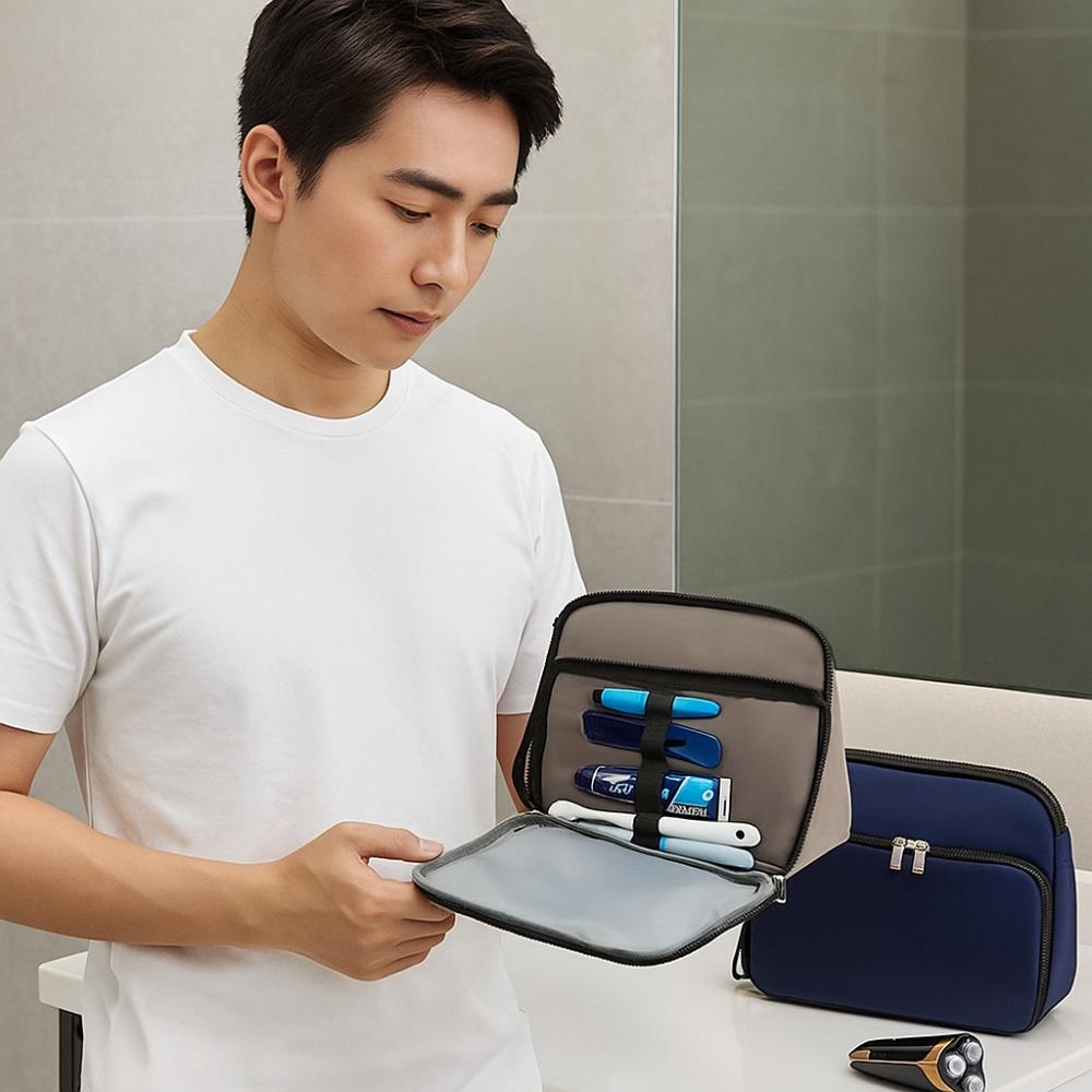 Dry Wet Separation Travel Toiletry Organizer Waterproof Water Resistant Shaving Bag Gift