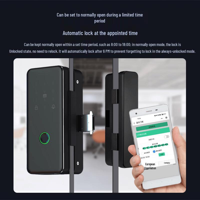 Умный замок Realand F12 Bluetooth с отпечатком пальца для стеклянных дверей, штекер CN (адаптер в комплекте)
