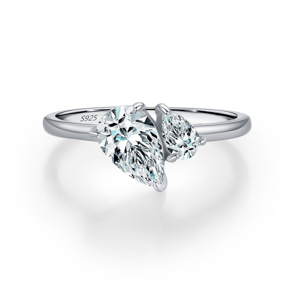 MODIAN Real 925 Silver Sparkling Water Drop Interweaving Dazzling Clear Pear CZ Finger Rings For Women Fine Jewelry