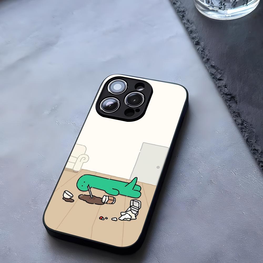 Чехол на телефон Динозавр J-Joguman S-Studio Милый Закаленное Стекло Для IPhone 17 13 14 16 12 15 11 Pro Max Plus Mini X XR SE2020 Coque