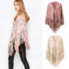Women Shawl Warm Fabric Solid Color Versatile Hollow Tassels Hem Winter Scarf Comfortable Shawl Wrap