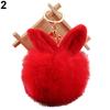 Cute Faux Fur Rabbit Ear Soft Pom Pom Ball Key Ring Chain Keychain Bag Decor