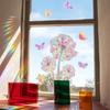 Reflective Rainbow Glass Stickers Colorful Flower Decals Sunlight Dispersing Window Films PVC Clings for Home Decors