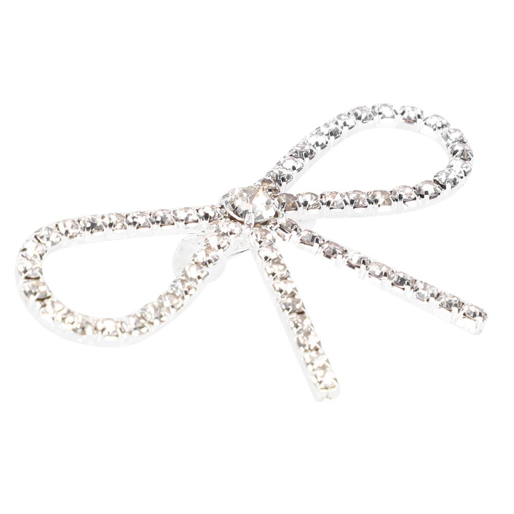 10pcs Sparkly Rhinestone Bow Brooch Pin Vintage Bowknot Claw Chain Pin Rhinestone Brooch  For Women